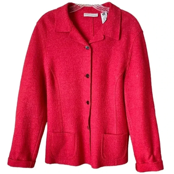 VALERIE STEVENS | Vintage Red Wool Rich Blend Button Down Blazer Jacket Size 12 - Picture 1 of 7